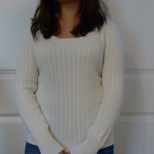 White Cable-Knit Sweater